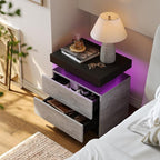 Modern Gray LED Nightstand for Bedroom Bedside Table - Image 3