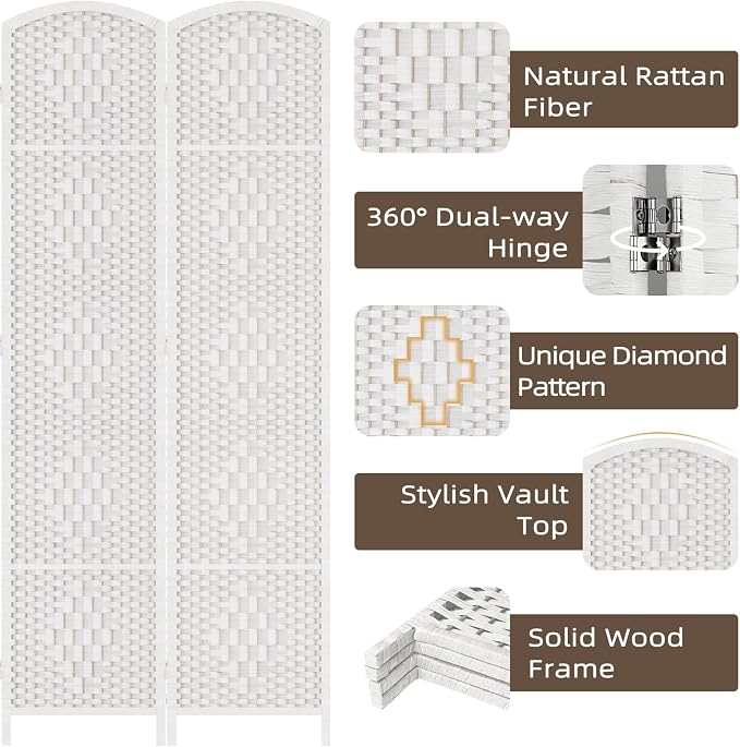 HALLYBEE Room Divider Panel, 4 Panel Partition Room Dividers Screen, Privacy - Image 4