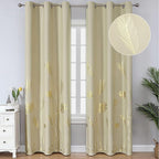 Elegant Natural Palm Leaf and Wheat Blackout Curtains Sunlight Blocking Noise by ESTELARTEXTILER