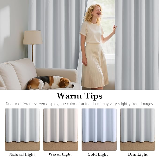 RYB HOME White 100% Blackout Curtains - Image 6