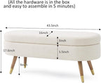 IAFIKE Oval Storage Bench 43.5" Ottoman Bench Upholstered Boucle Fabric - Image 2