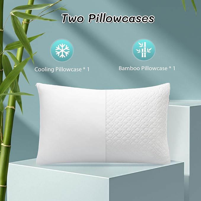 Shredded Memory Foam Pillows for Sleeping, Adjustable Pillows King Size Set of 2 - Image 8