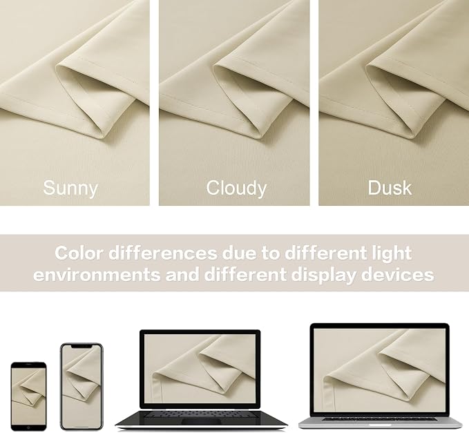 Back Tab Curtains 96 Inches Long Cream Beige - Image 5