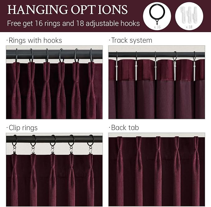 Ruby Wine Velvet Curtains 84 Inch Length - Image 4