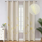 Gold Palm Leaf and Wheat Pattern Blackout Curtains by ESTELARTEXTILER