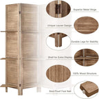 Room Divider with Shelves, 4 Panel Brown Privacy Screen | Partition Room - Image 3