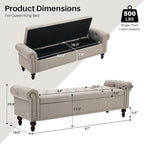 SOFTHION 67" Storage Bench for Bedroom, Linen Upholstered, Light Brown | King - Image 2