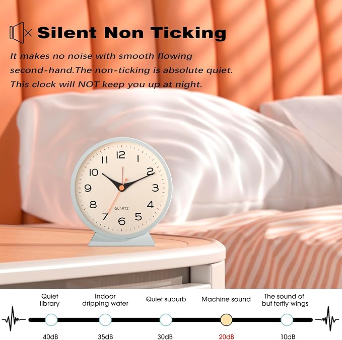 AYRELY® 4.5" Analog Alarm Clock, Small Retro Desk Clock and Table Clock | - Image 6