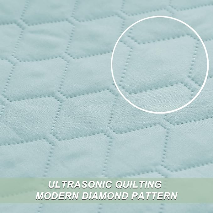 Exclusivo Mezcla Reversible Full Queen Quilt Bedding Set, Light Blue | - Image 4