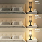 Black Bedside Lamp for Bedroom, Dimmable Touch, USB A+C, AC Outlet | 3-Way - Image 5
