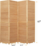 Bamboo Mesh Woven Room Divider 5.6FT, 4 Panel Folding Privacy Screen, Folding - Image 6