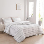 DURLENGEN White Quilt Set Queen Size 3Pcs, Bohemian Design - Image 2