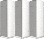 6 Panel Folding Room Divider, Woven Privacy Screen, handcrafted diamond pattern by cocosica