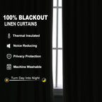 Joywell 100% Blackout Linen Curtains 72 Inches Long - Image 2