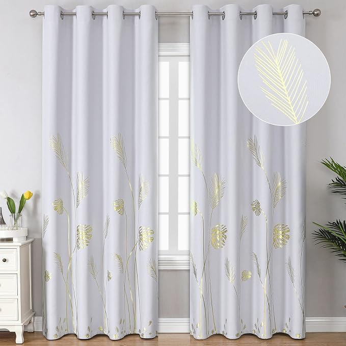 Greyish White Room Darkening Curtains 84 Inches Long by ESTELARTEXTILER