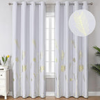 Greyish White Room Darkening Curtains 90 Inches Long by ESTELARTEXTILER