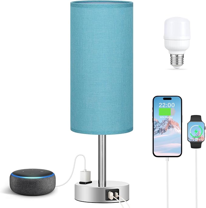 Turquoise Nightstand Table Lamp - Image 6