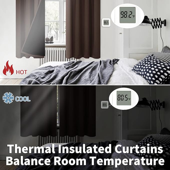 BGment Brown Blackout Curtains for Bedroom 63 Inch Length 2 Panels | Thermal - Image 4