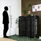 3 Panel Black Rattan Room Divider - Image 2