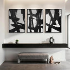 Large Framed Black and White Abstract Wall Art - Image 7