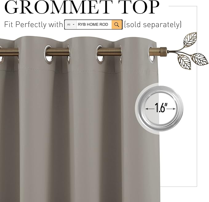 RYB HOME Extra Long Curtains for Home Theater Office Backdrop Dining Room | - Image 2
