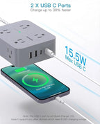 HANYCONY Surge Protector Power Strip 15 Ft Long Cord, Flat Plug | Extension Cord - Image 4