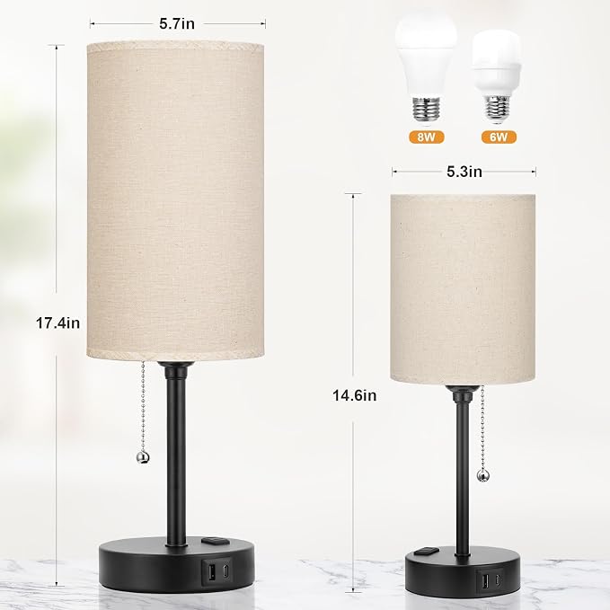 17in Bedside Table Lamp for Bedroom, Desk Lamp - Image 4