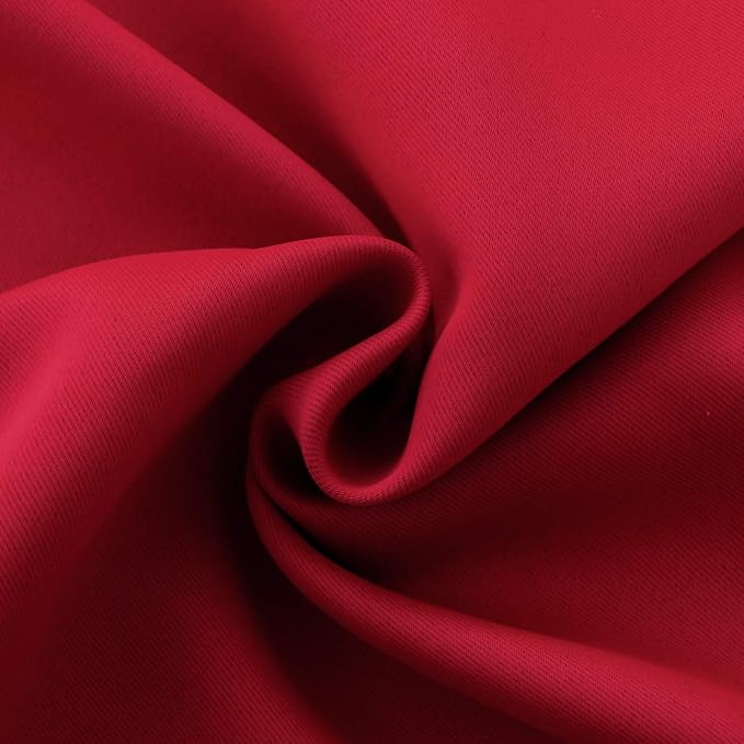 BGment Red Blackout Kitchen Curtains 45 Inches Length - Image 6