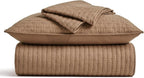 100% Cotton Cross Stitch 3-Piece Quilt Set, Camel Brown | 100% Cotton, Elegant - Image 8