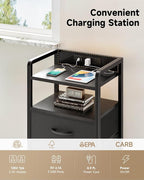 Lazzanto Nightstand with Rear Charging Station, LED Light, 2 Drawers, 2 USB-A - Image 5