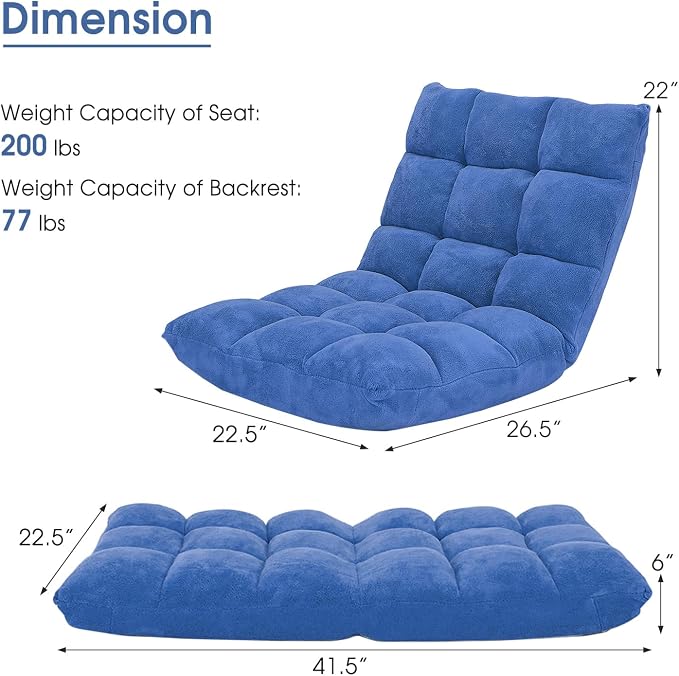 Giantex Floor Chair with Back Support, 14 Adjustable Position, Padded Sleeper - Image 3