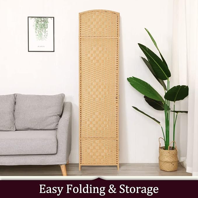 RHF Room Divider Panel, 6 Panel Partition Room Dividers Screen, Light Beige | - Image 6