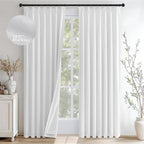 White Extra Long total Blackout Linen Curtains 108 Inches Long - Image 9