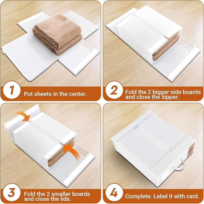 StorageTastic 4 Pack Bed Sheet Closet Organizers and Storage, Sturdy Foldable - Image 4