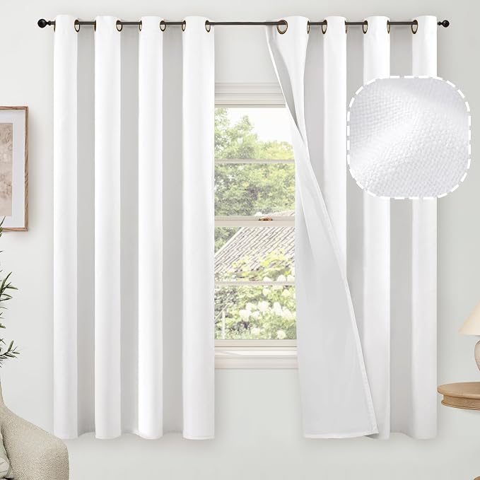 Linen Blackout Curtains 63 Inches by Lajode