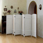 Compact 6 Panel Short Room Divider, 47.2 Inch Tall Double-Sided Rattan Folding by PawlaBay