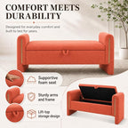 52" Upholstered Storage Bench, Wood Frame | Mid-century storage ottoman bench - Image 5