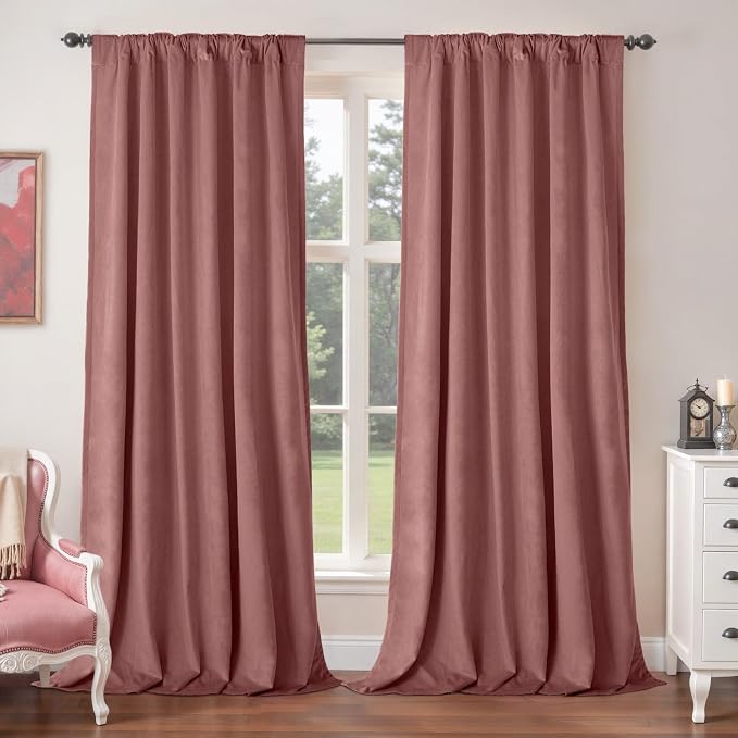 BGment Dusty Rose Pink Velvet Curtains 84 Inch - Image 2