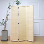 3 Panel Room Divider and Folding Panel Screen, Bamboo Panel Divider Screen - Image 2