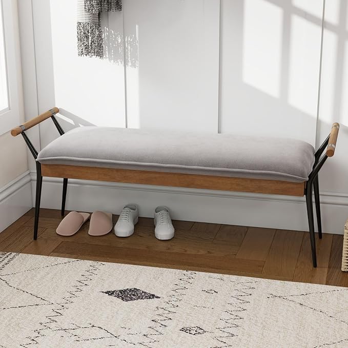LukeAlon Modern Chenille Ottoman Bench by LukeAlon