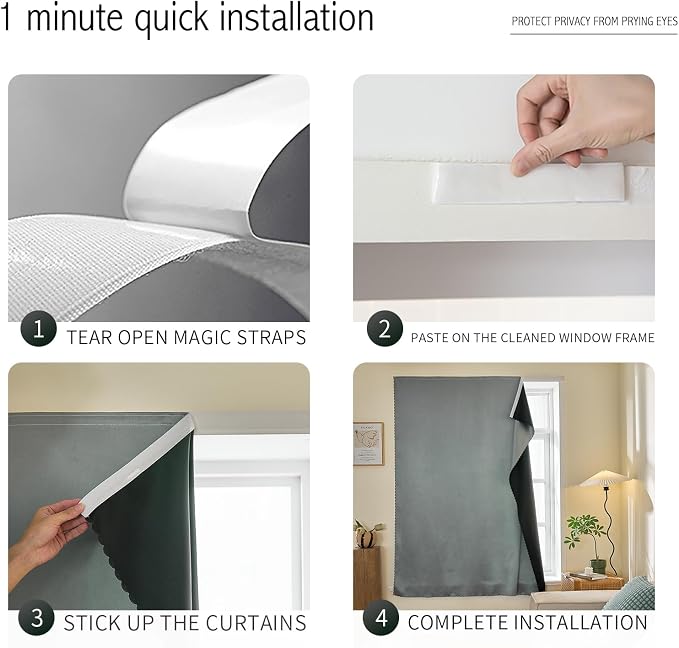 JILRON Magic Tape Stick on Portable Curtains - Image 4