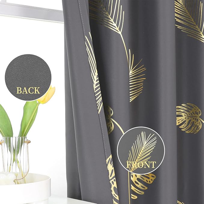 Blackout Curtains 108 inches Long, Light Blocking Grommet Curtains, Dark Grey - Image 3