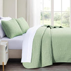 akkialla King Size Quilt Set, Sage Green Ultrasonic Bedspread, Lightweight Soft - Image 4