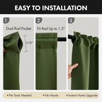 MIULEE 4-Panel 36 Inch Blackout Kitchen Tier Curtains Over Sink Olive Green | - Image 7