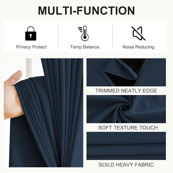NICETOWN 100% Blackout Navy Blue Curtains - Image 5