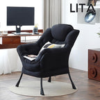Lazy Chair with Ottoman, Comfy Accent Reading Chair, Removable Cover, with - Image 2