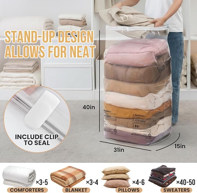TAILI 8 Pack Cube Vacuum Storage Bags, Jumbo Size, Comforters and Blankets - Image 2