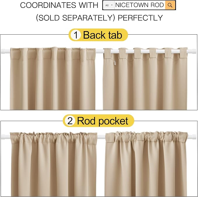 NICETOWN Window Treatment Curtains Room Darkening Drapes - Image 3