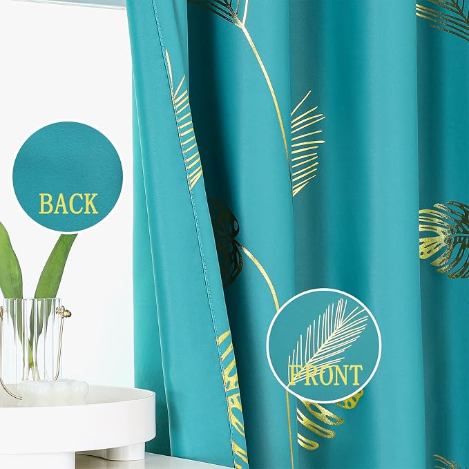 Teal Blackout Curtains 102 Inches Long, Grommet Curtains - Image 3