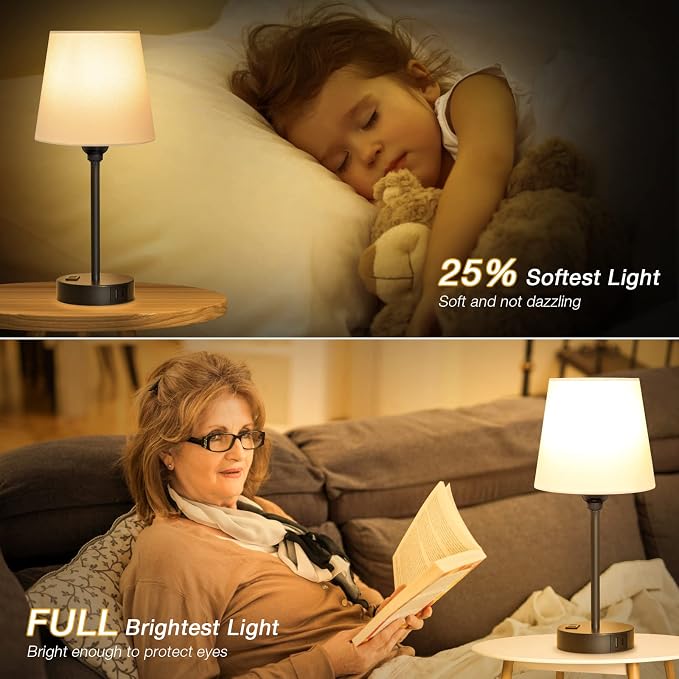 White Bedside Lamps Set 2 for Bedroom - Image 4